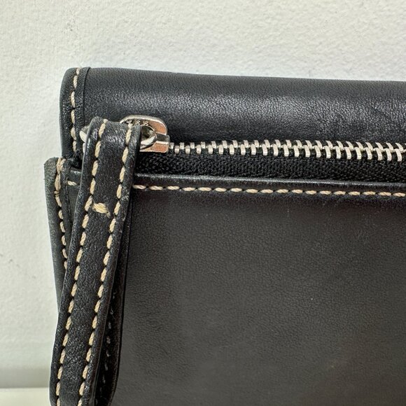 Coach Wallet Hamilton Signature Black Leather Continental Trifold Checkbook - Picture 6 of 11